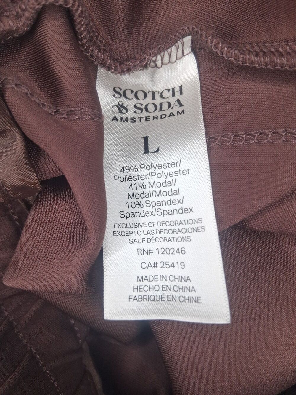 Scotch & Soda Curved Hem Drawstrings Pockets Shorts Modal Blend Brown Women's L - Picture 15 of 15